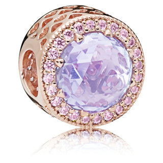 Pandora - Women's Rose Radiant Hearts Charm With Lavender Zirconia