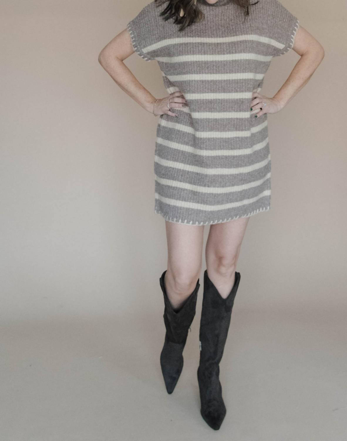 Entro - Stitched & Striped Sweater Dress