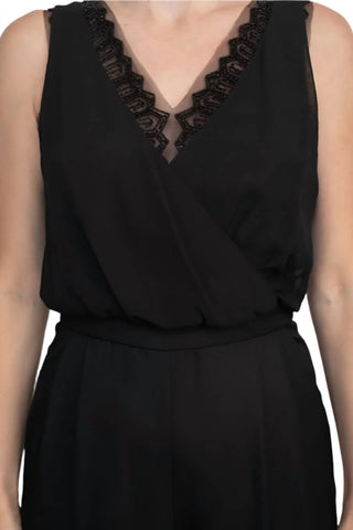 Adrianna Papell - Scalloped V-neck Sleeveless Jumpsuit