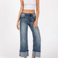 Petra153 - Women's High Rise Cuffed Straight Leg Jeans