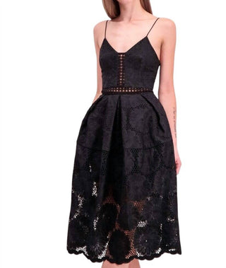 Nicholas - Strappy Embroidered Eyelet Sunflower Midi Dress