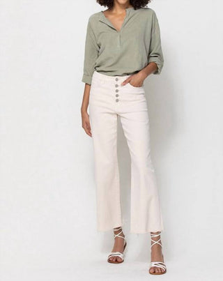 Flying Monkey - Maci High Rise Button Up Crop Wide Leg Jeans