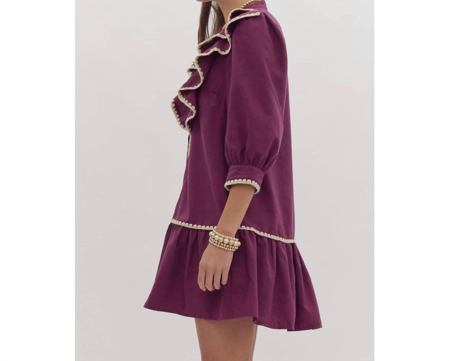 Style Usa - Solid Ruffled Mini Dress