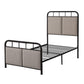 Twin Size Linen Upholstered Platform Metal Bed Frame With Fabric Headboard And Footboard - Brown