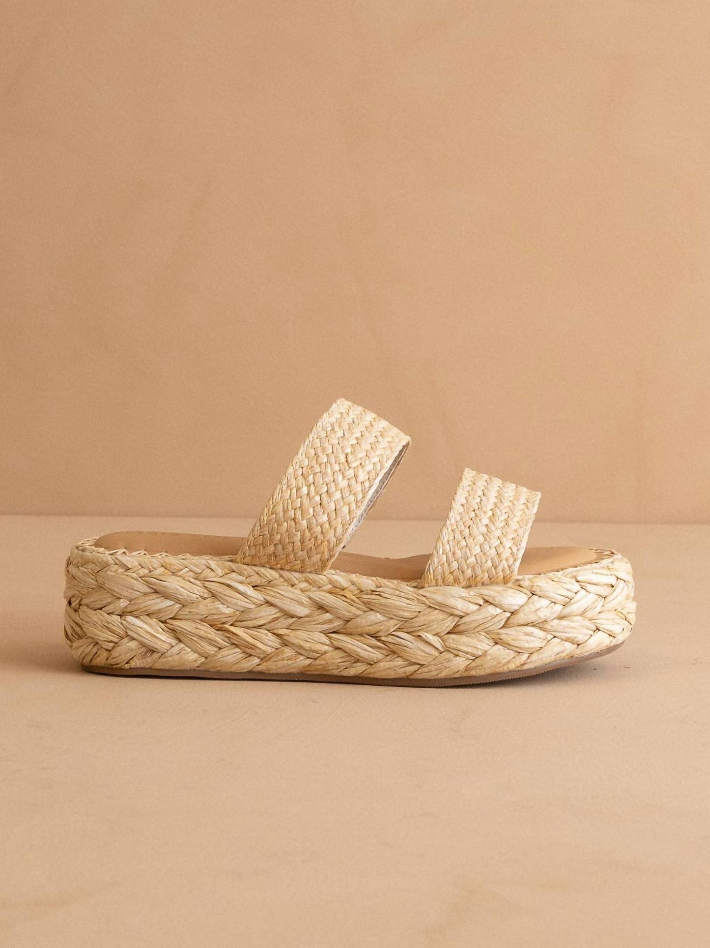 Oasis Society - Women Marley Basket Woven Double Strap Platform Slide