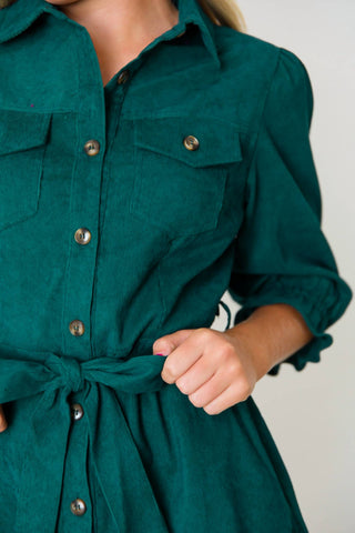 Entro - Corduroy Belted Dress