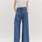 Entro - Pintuck Denim Wide Leg Pants