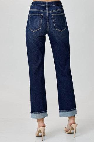 Risen - High Rise Crossover Straight Leg Jeans
