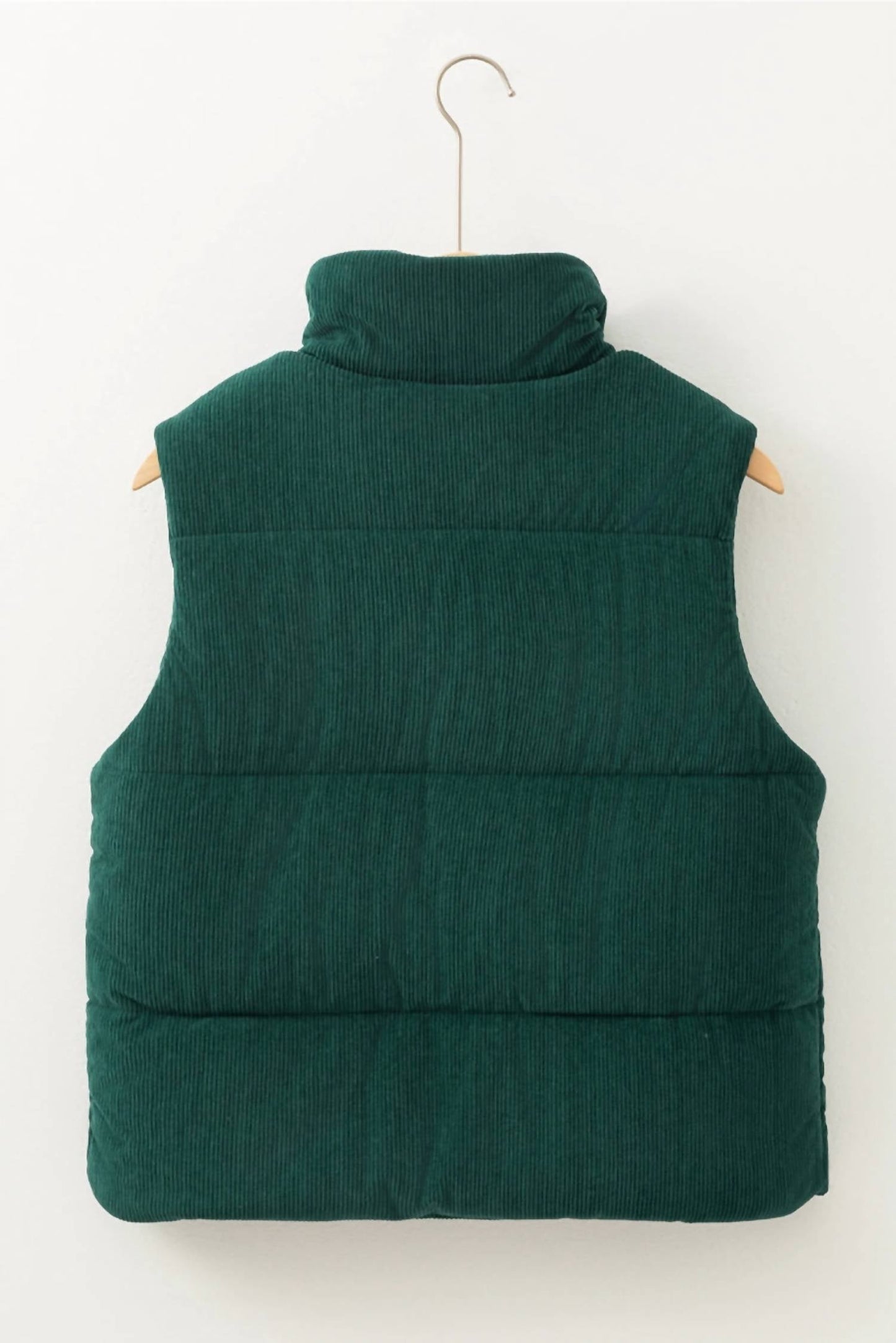 1 With Women - Corduroy Stand Neck Zipped Puffer Vest