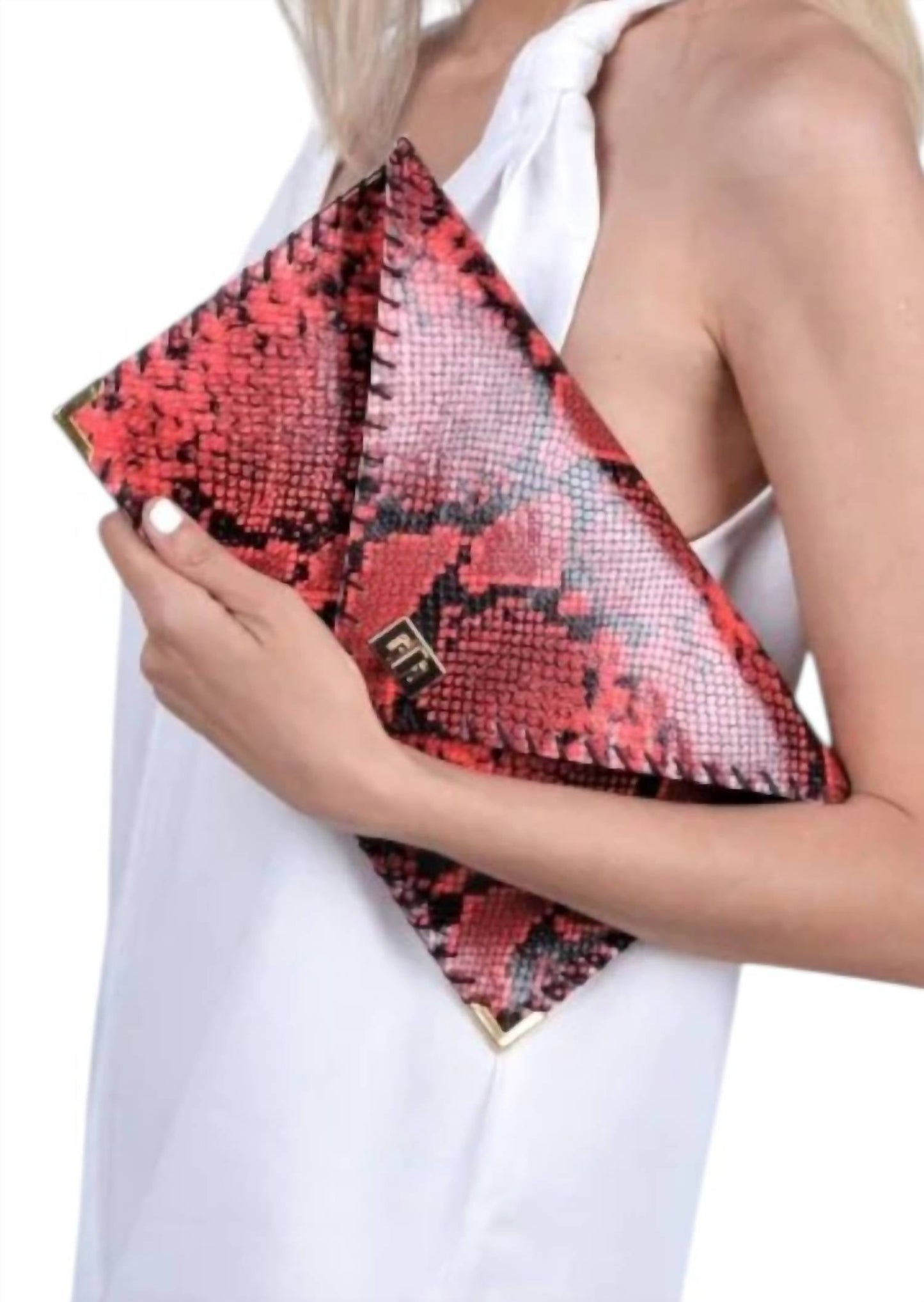 Ana Koutsi - Women's Leather Clutch With Snake Look