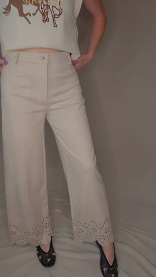 Allie Rose - Suede Laser Cut Wide Leg Pants