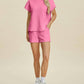 Double Take - Sleek Texture T-Shirt and Shorts Set