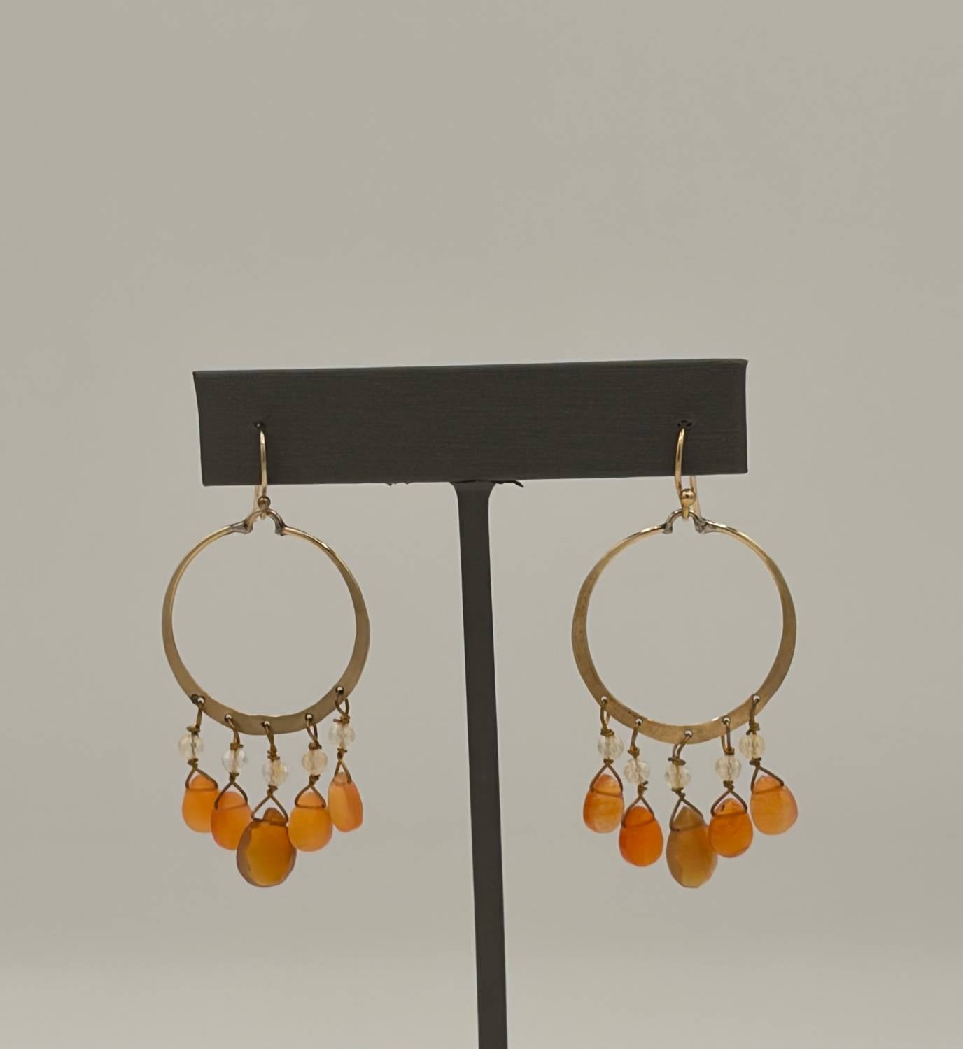 Blue Copper - Women's Carnelian & Opal Earrings