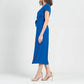 Clara Sun Woo - Soft Textured Rayon - Wrap Overlay Center Tie Midi Dress