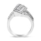 14K White Gold 1-1/2 Cttw Round and Baguette Diamond Bypass Cocktail Ring Band (H-I Color, SI1-SI2 Clarity) - Size 7