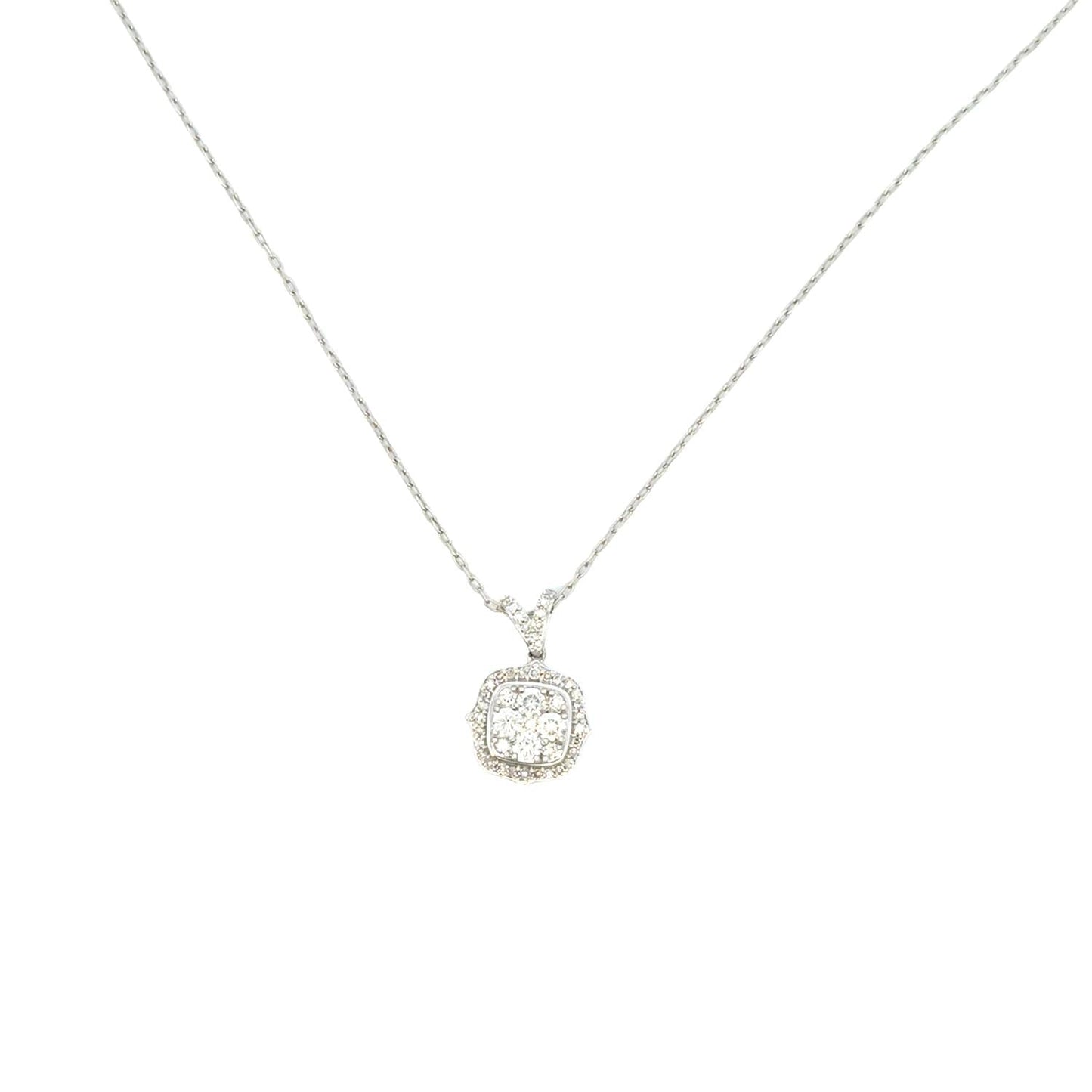 Aamiaa - 0.61 Carat Natural Diamond Cushion Halo Cluster Pendant