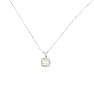 Aamiaa - 0.61 Carat Natural Diamond Cushion Halo Cluster Pendant