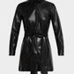 Alice + Olivia - Chassidy Vegan Leather Mini Shirt Dress