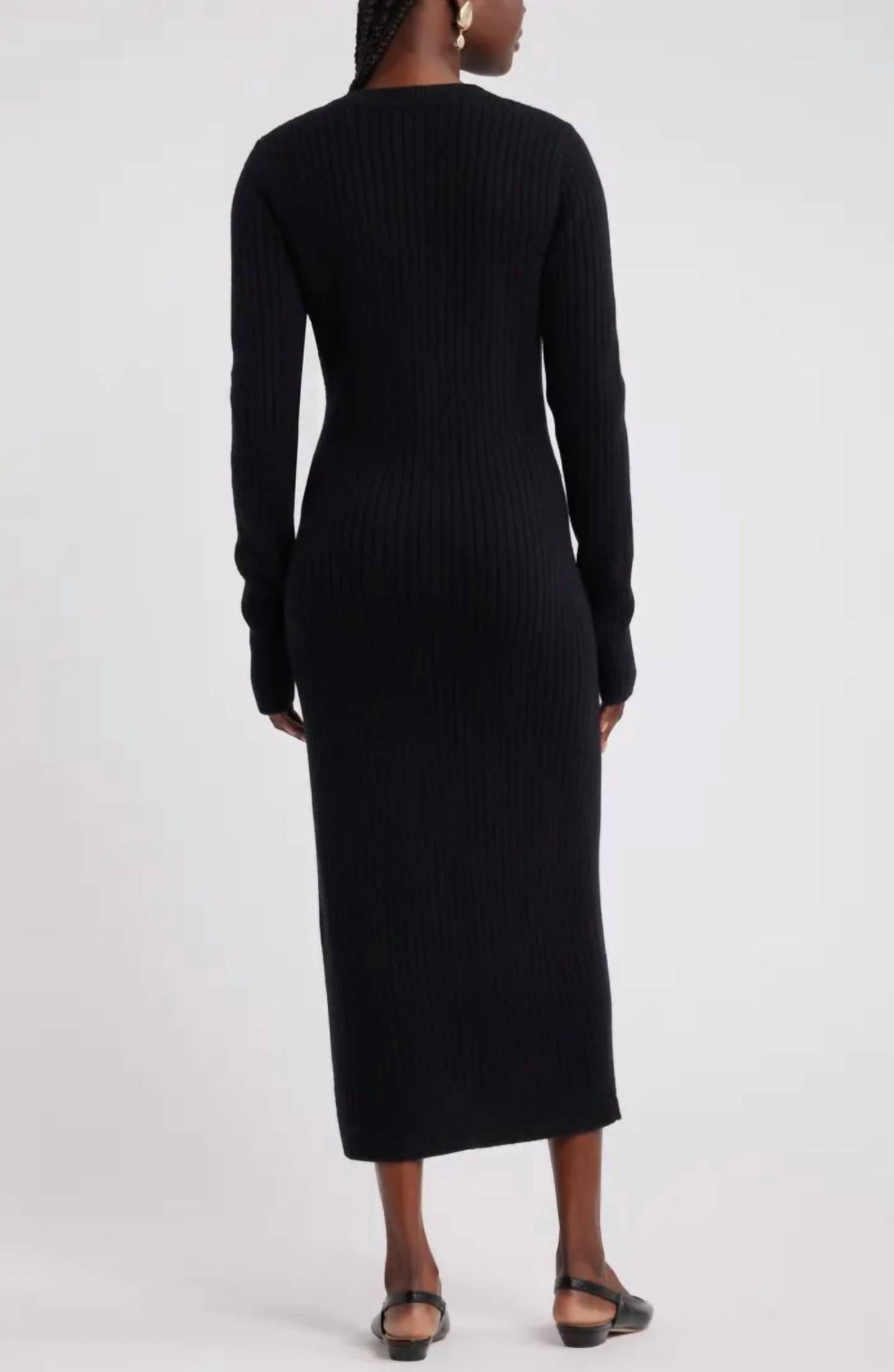 Harbison - Long Sleeve Rib Midi Sweater Dress