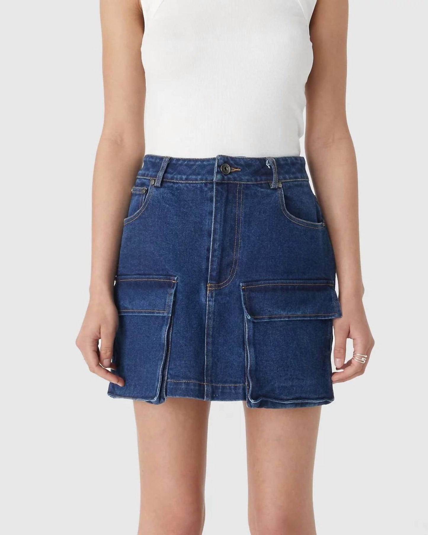 Misha - Aled Denim Pocket Mini Skirt