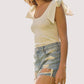 Lalavon - Kiana Shoulder Ribbon Tie Tank Top