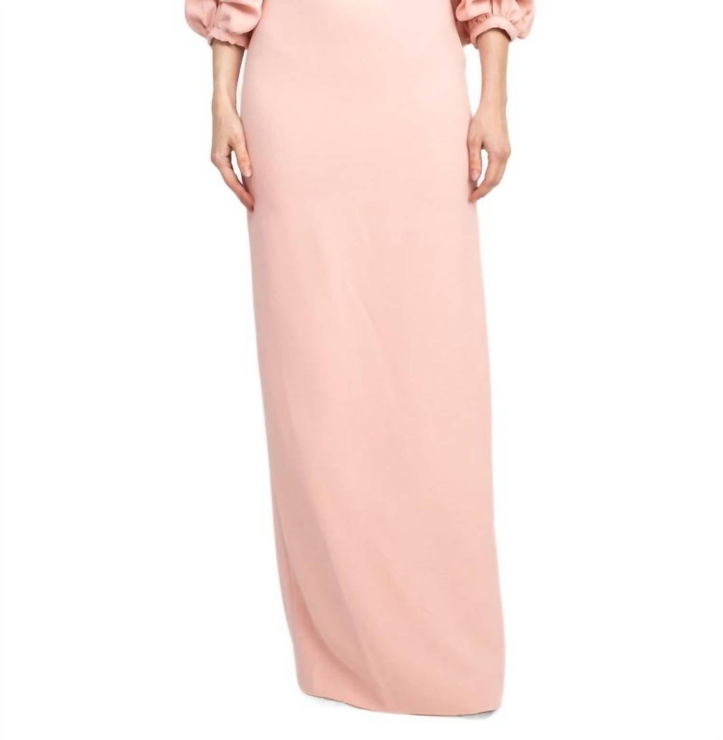 Alberto Makali - Boat Neck Gathered 3/4 Sleeve Column Slit Back Scuba Dress