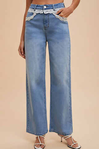 Anniewear - Lace Me Up High Rise Jeans