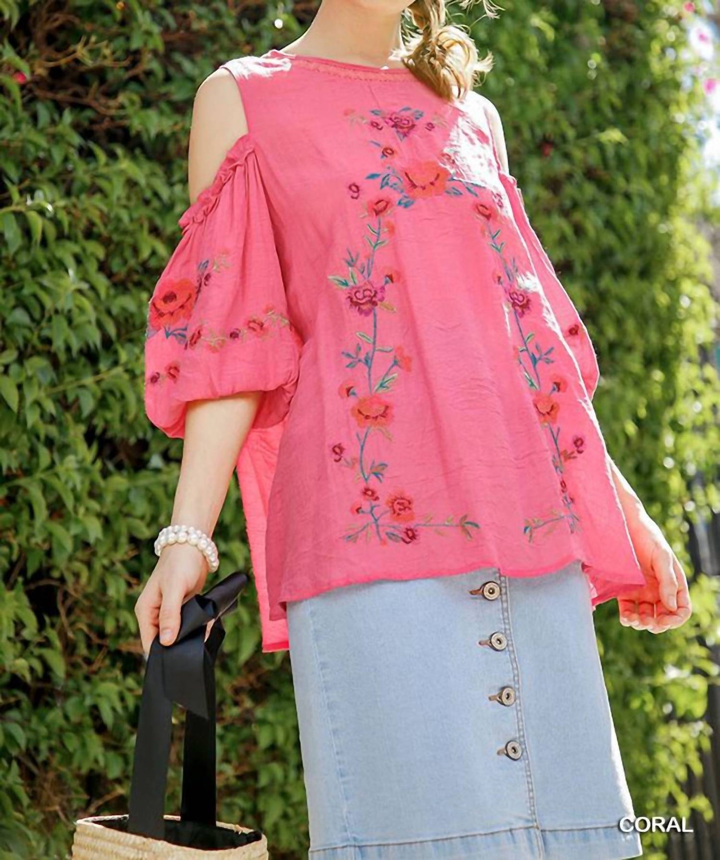 Umgee - Floral Embroidered Peasant Top