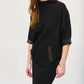 Joseph Ribkoff - Faux Leather Trim Funnel Neck Sweater Top