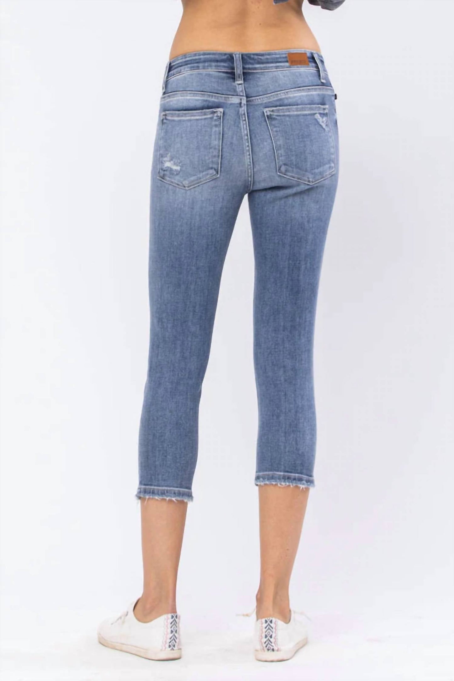 Judy Blue - Mid-rise Destroyed Capri Jeans - Plus
