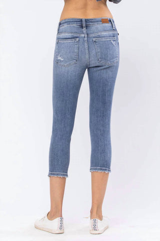 Judy Blue - Mid-rise Destroyed Capri Jeans - Plus
