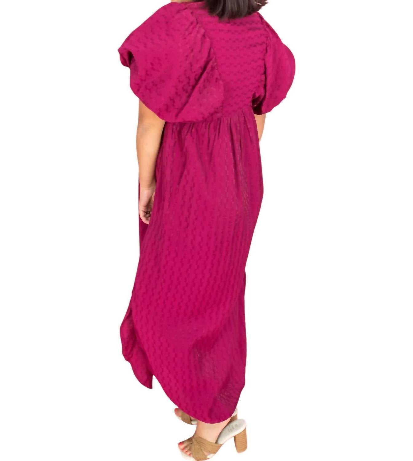 Entro - Puff Sleeve Midi Dress