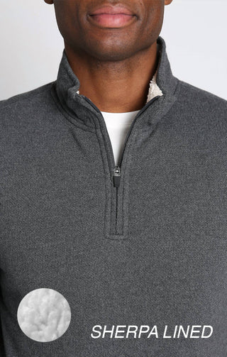 Jachs New York - Recycled Jacquard Sherpa Lined Quarter Zip Pullover Sweatshirt