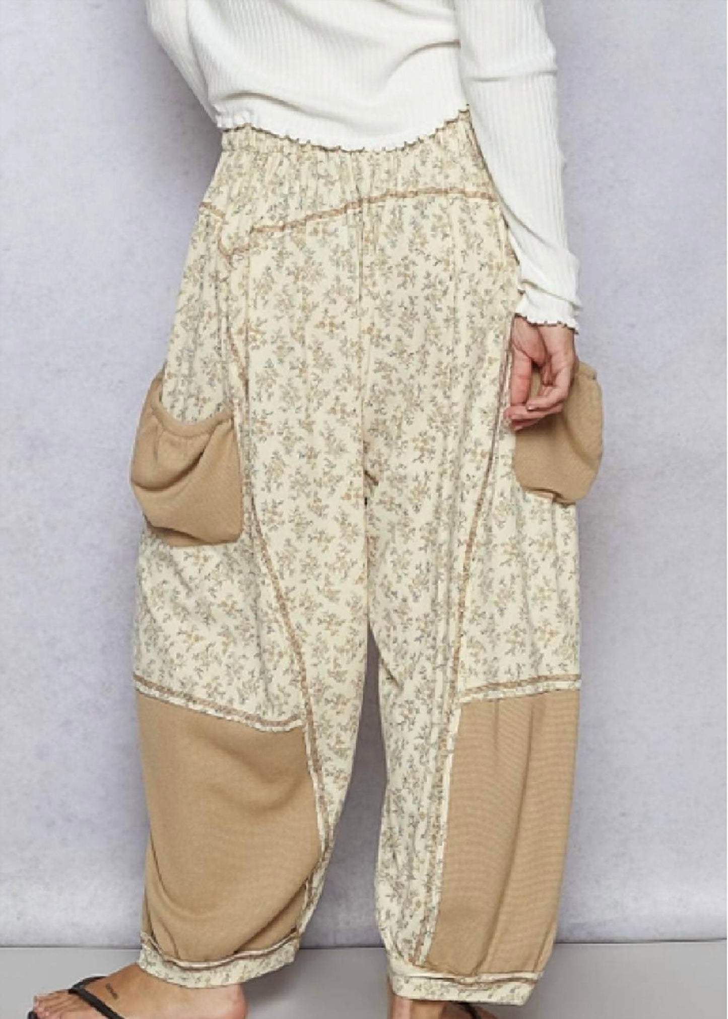 Pol - Floral Pattern Knit Pants