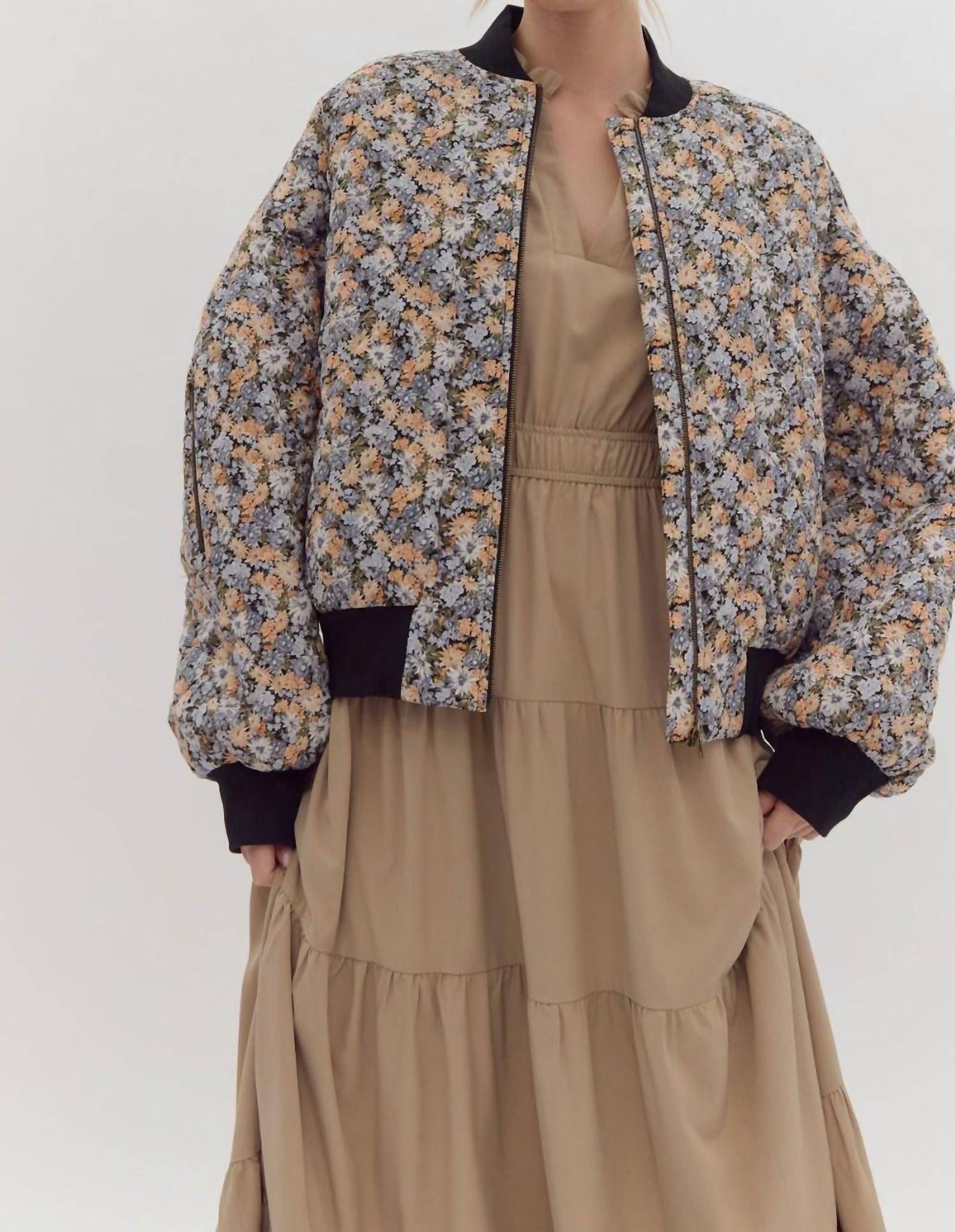 Entro - Look Out For You Floral Quilted Bomber Jacket