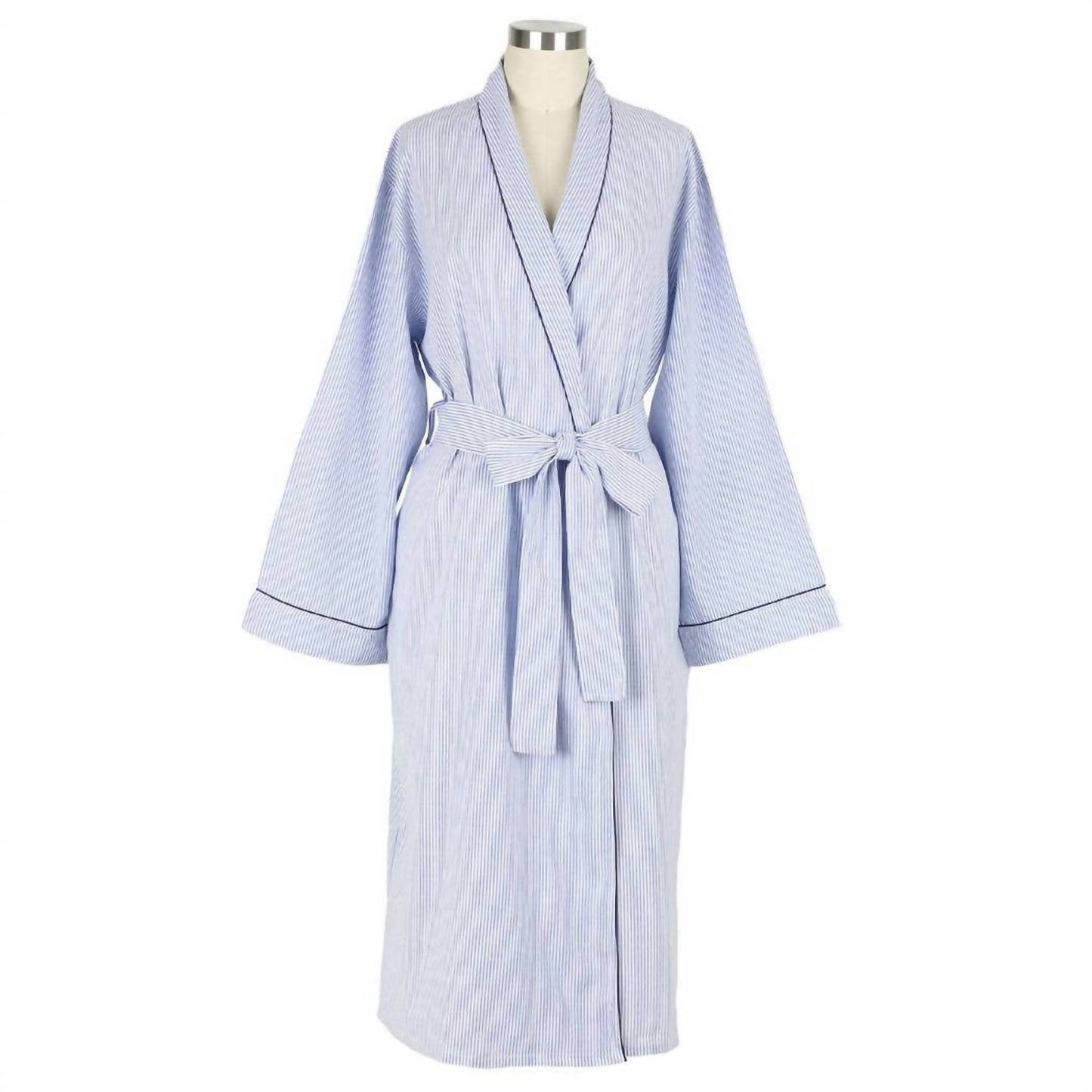 Needham Lane - Striped Seersucker Cotton Robe