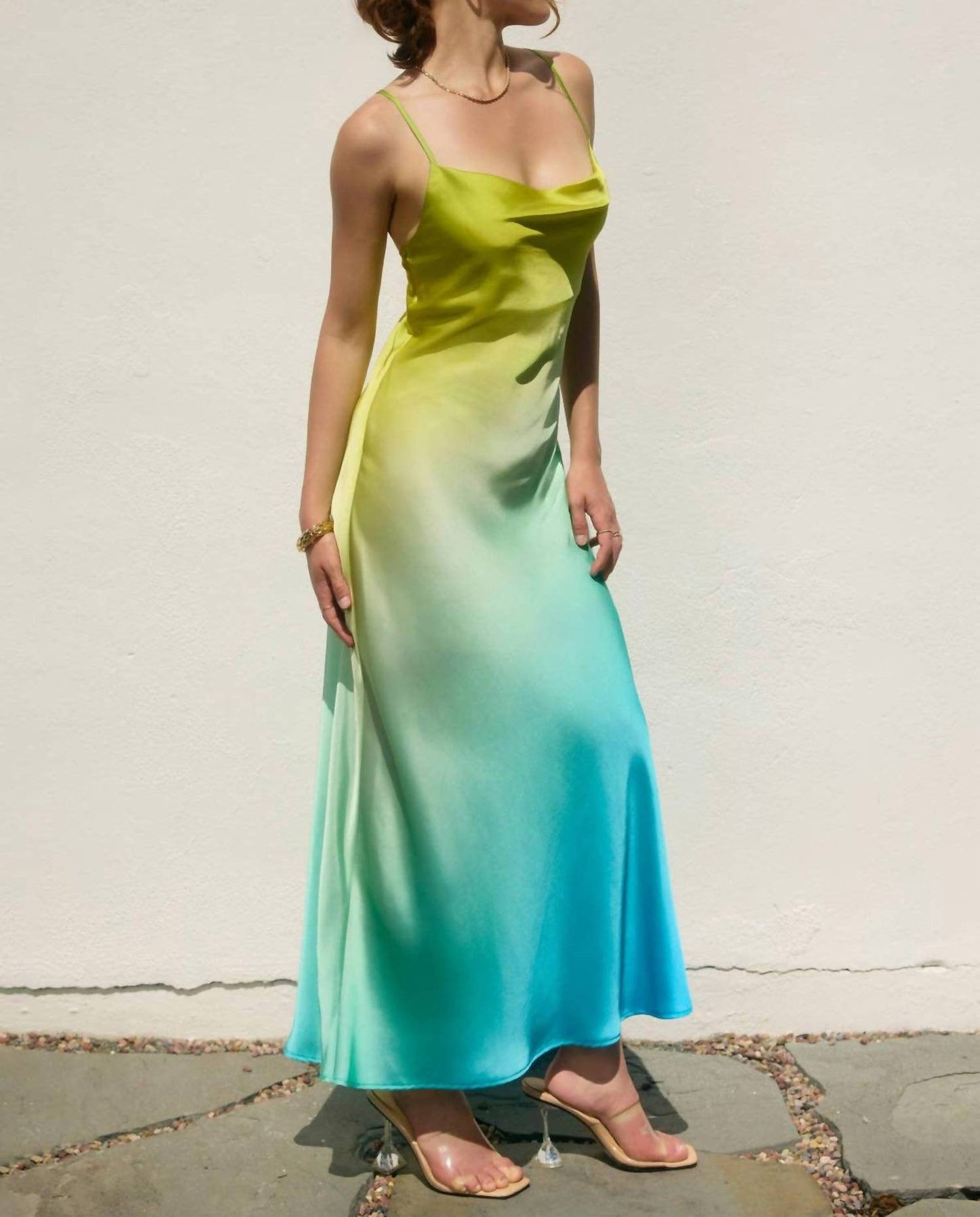 Dress Forum - Satin Ombre Criss Cross Back Dress