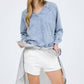 Blu Pepper - Washed V Neck Exposed Seam Top