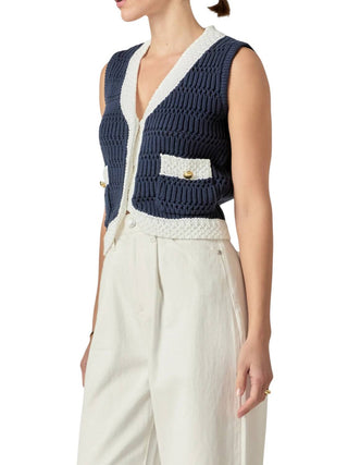2.7 August Apparel - Contrast Sleeveless Knit Vest