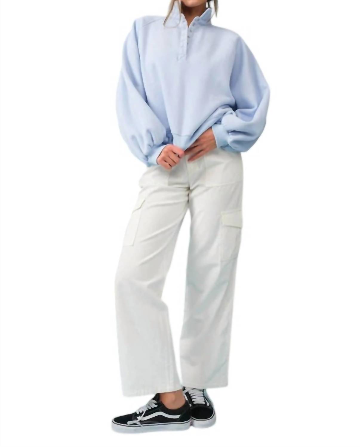 Papermoon - Piper Snap Button Collared Pullover Sweatshirt