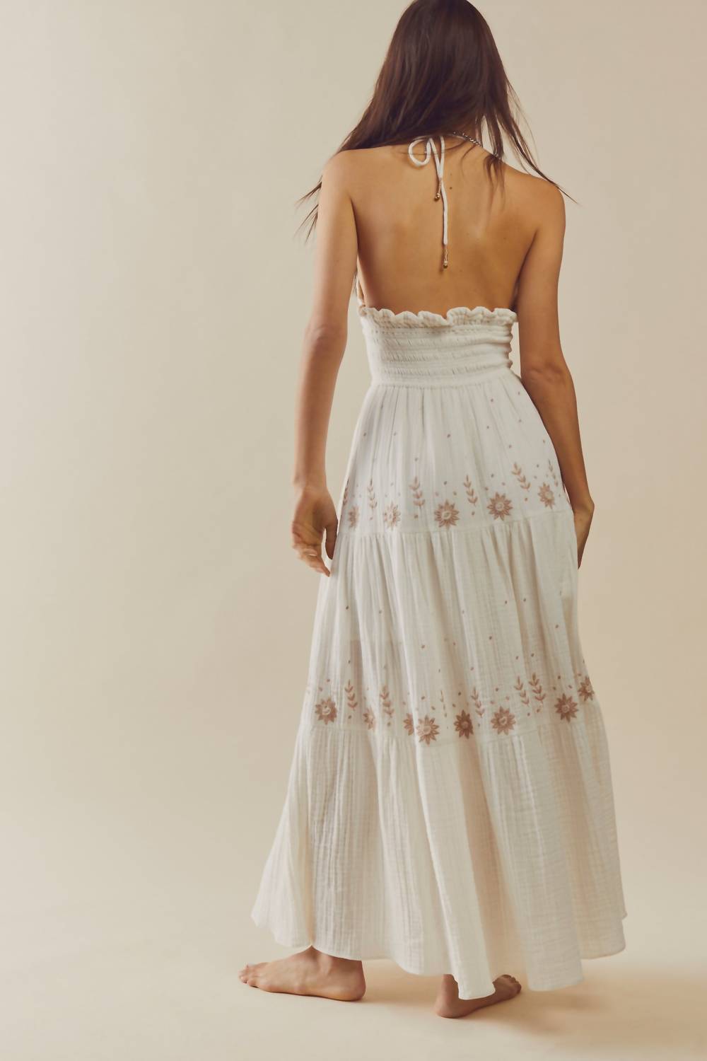Free People - Real Love Embroidered Halter Maxi Dress