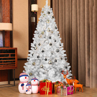 9ft Full White Artificial Christmas Tree – 1910 Tips, Memory Wire, Hinged, Modern Design (Ornaments Not Included)