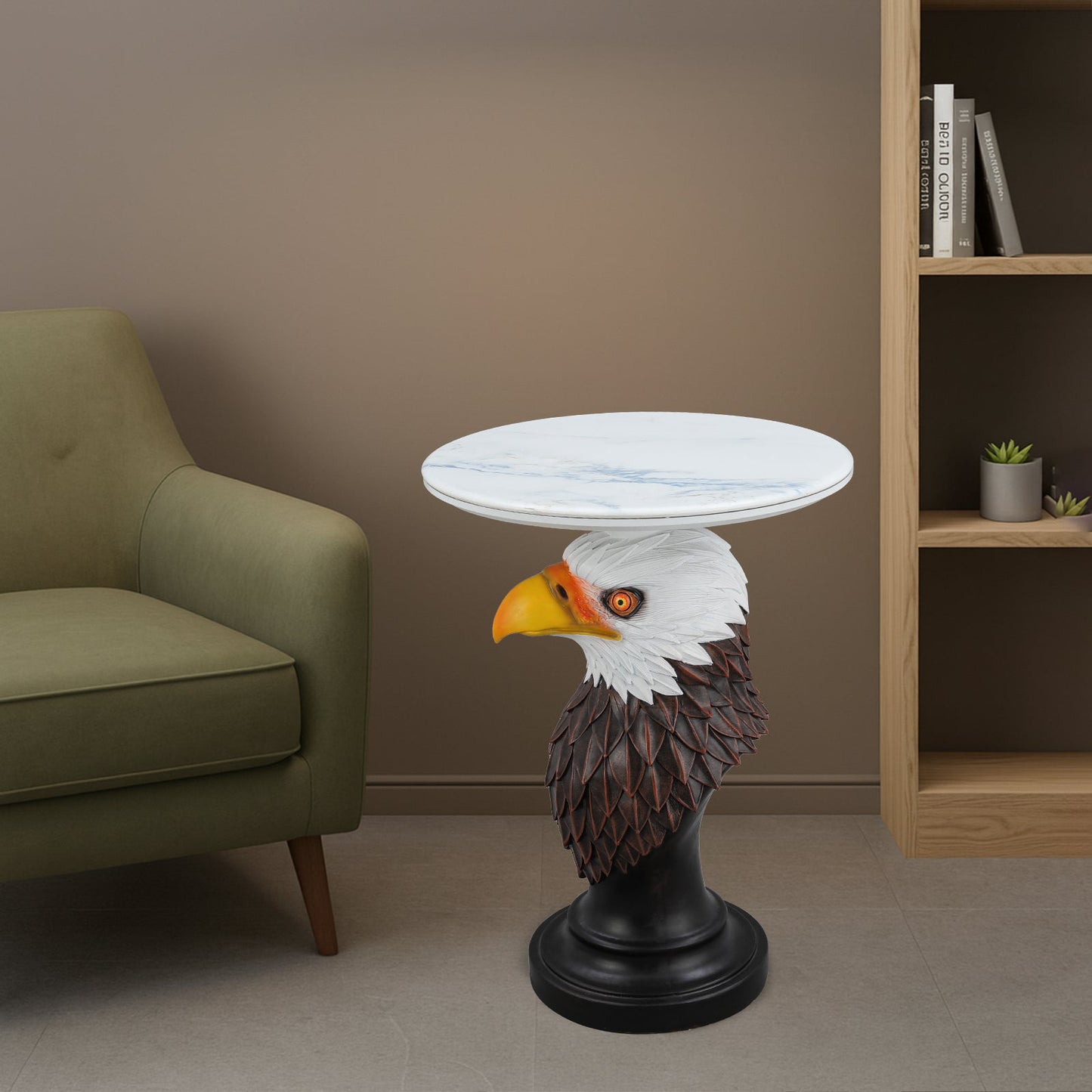 Eagle Head Accent Table Animal Statue End Table