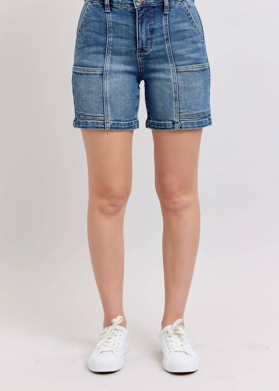 Judy Blue - High Waist Utility Mid Length Denim Short