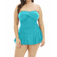 Always For Me - Plus Size Twist Front Bandeau Strapless Shirred Swimdress