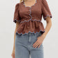 Entro - Short Sleeve ruffle hem Top