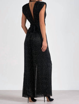 Elan - Low V-neck Sleeveless Jumpsuit