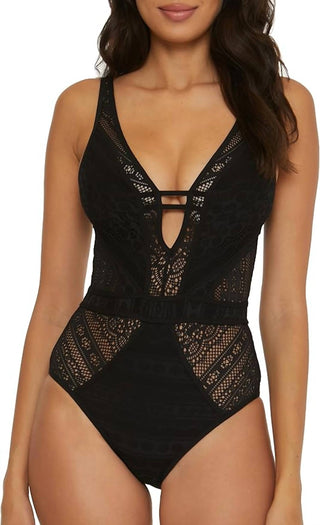 Becca - One Piece Swimsuit Crochet Plunge Neck