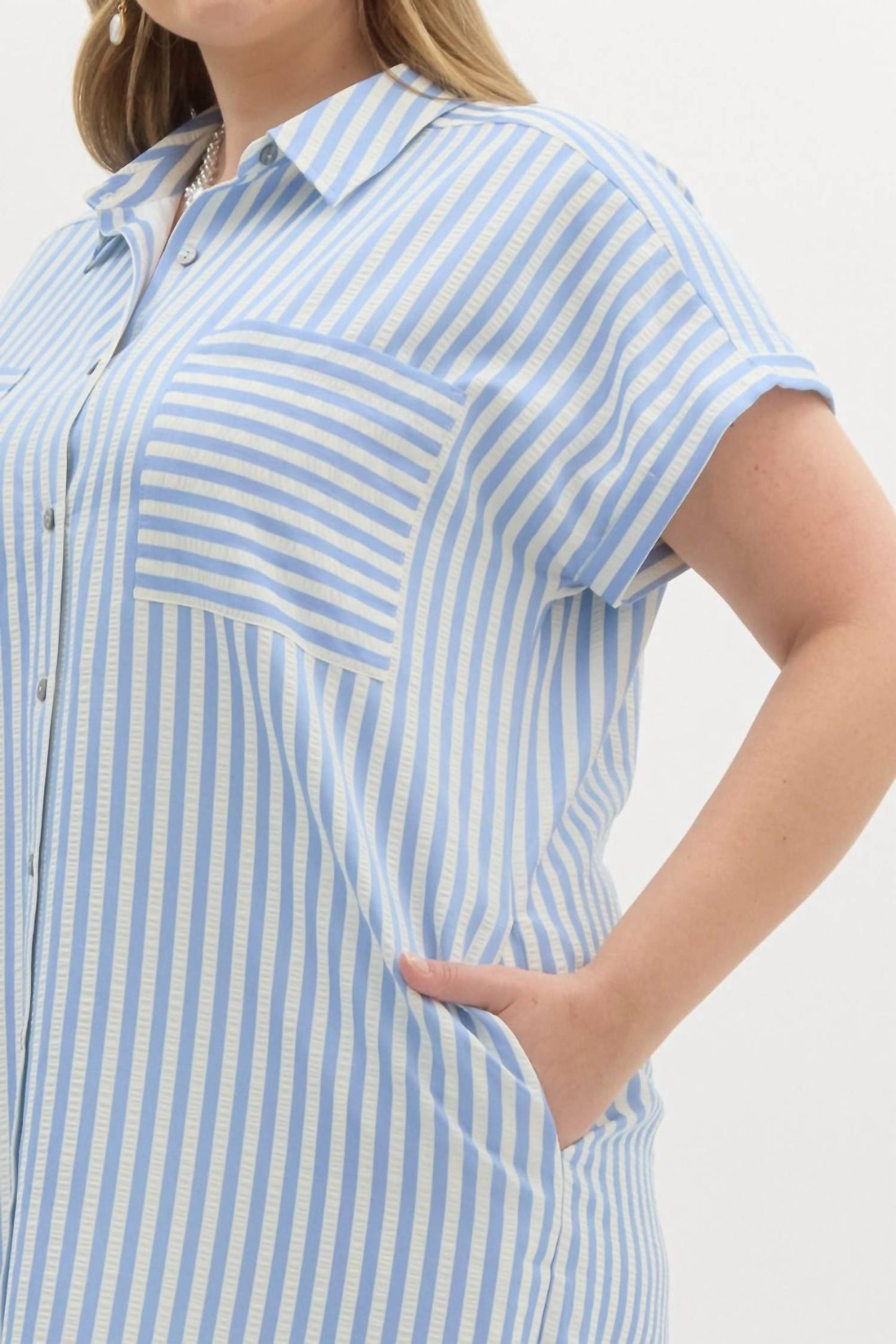Entro - Striped Midi Shirt Dress