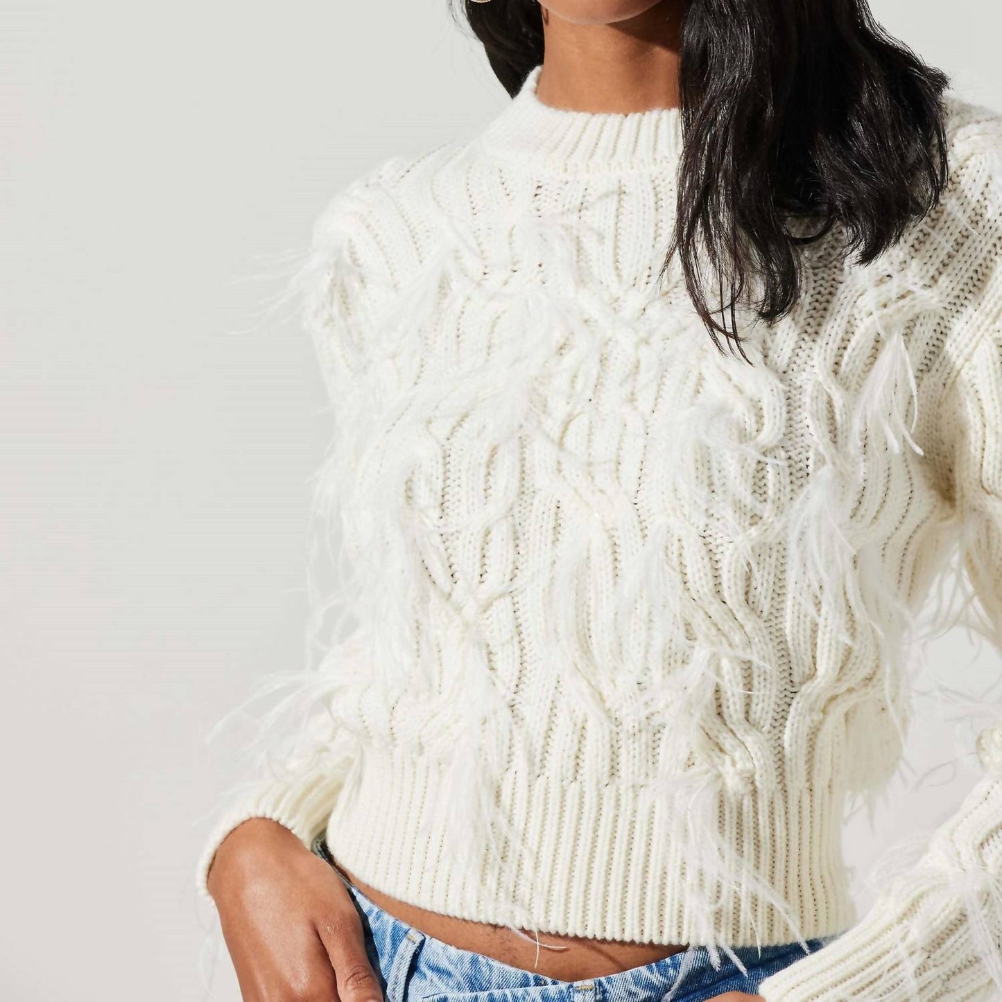 Astr - Almeida Feather Cable Knit Sweater